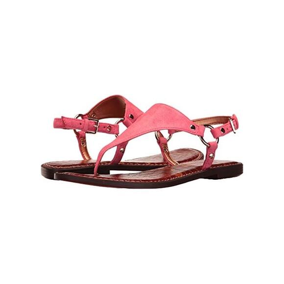 Sam Edelman‎ Greta Leather Gigi T-Strap Sandals Pink Purple Suede Women's Size 8 - Picture 3 of 11